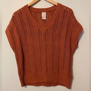 V-Neck Knit Sweater in Rust